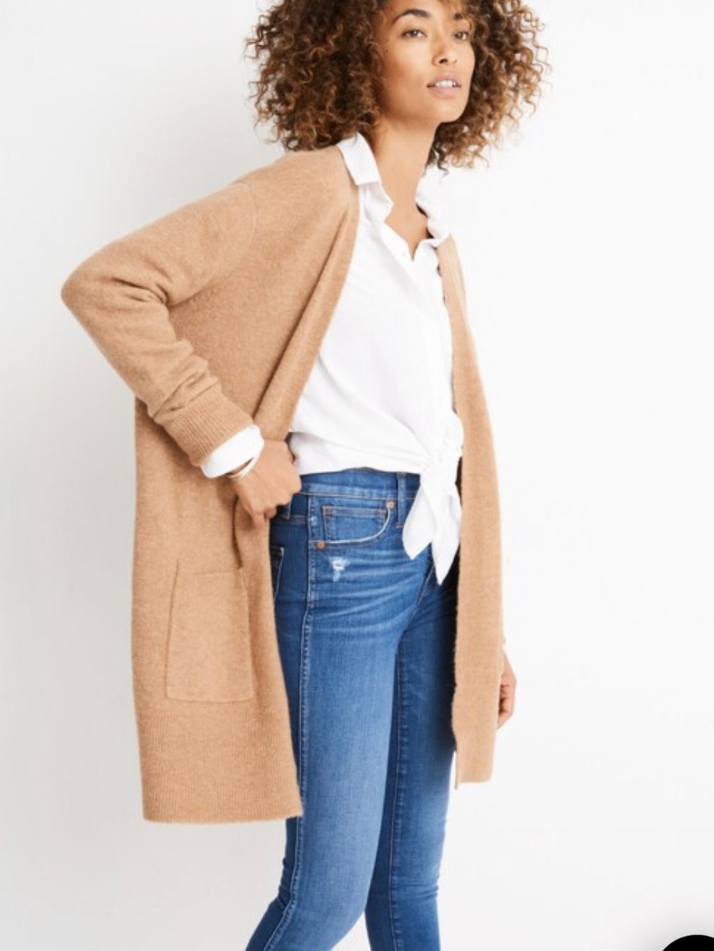 Madewell Kent Cardigan Sweater in Coziest Yarn 2X Tan